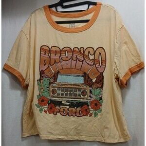 Ford Bronco Cropped Ringer T-Shirt  2XL Cotton Blend Officially Liscensed EUC